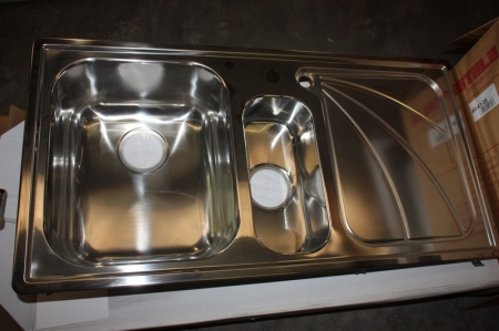 Stainless steel sink, stainless steel, Reginox Chicago sink, exterior dimensions approx. 985x508, 1.5 bowl RHD