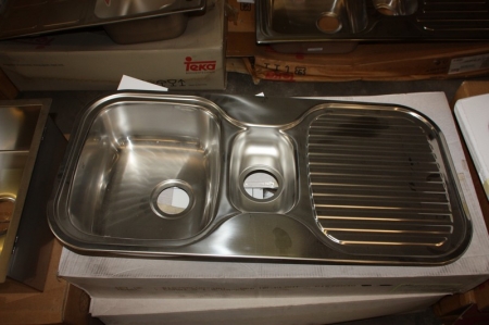 Stainless steel sink, round corners, Reginox Combi S1.5 Lux KGKG, outside dimensions approx. 980x480 mm