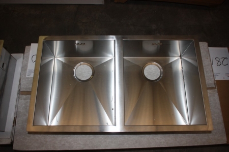Stainless steel sink, Reginox Ontario, outside dimensions approx. 34x40 +34 x40 mm, the glued