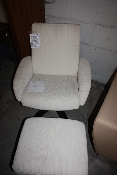 Apollo chair and ottoman, light fabric, unused