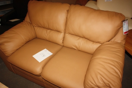 2 seater sofa, model Rebecca, leather, Camel W2