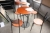 Cafebord, ø ca. 60 cm, stålben + 4 stole