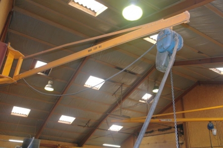 Wall mounted jib crane with Demag 125 kg electric hoist