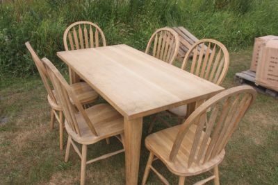Dining table, solid oak + dining chairs, solid oak
