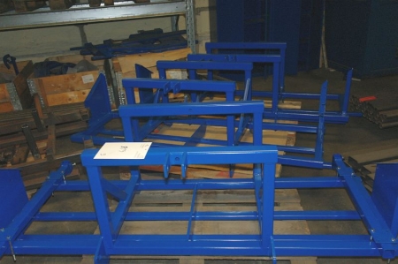 3 blue racks