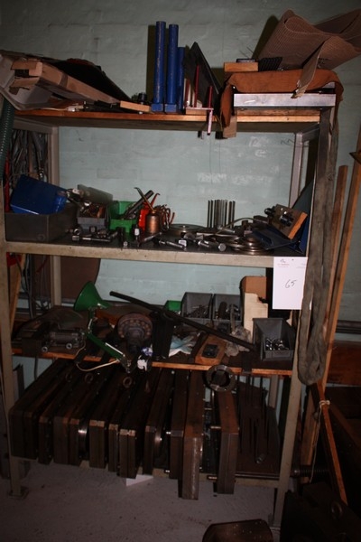2 x steel racks including content. Various tools for plastic parts for drills