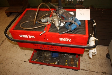 Tool Trolley, Usag, model 510, including content: including Drill, Bosch + air hydraulic impact wrench