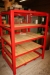 2 stainless steel shelves with plastic molding tools + cage + steel bookcase with 4 shelves