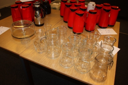 Approximately 12 water jugs / carafes + cake stand, etc.