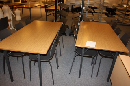 2 canteen table + approx. 12 grå shell chairs