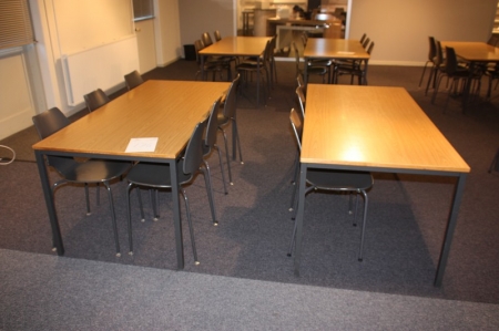 2 canteen table + 12 grå shell chairs