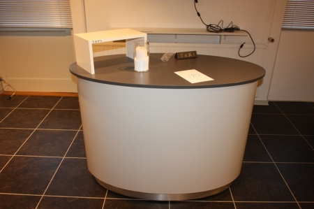 Oval exhibition table with box feature