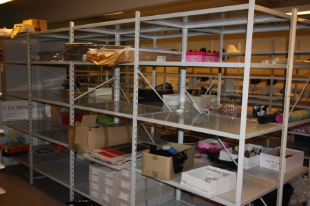 8 span steel shelving, depth approx. 60 cm, without content