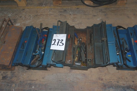4 stålværktøjskasser med indhold af div. håndværktøj