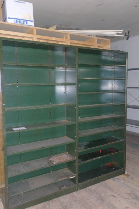 2 span steel rack with shelves on both sides