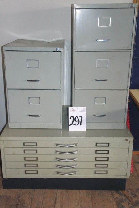 Drawing cabinet with 5 drawers + 2 filing cabinets