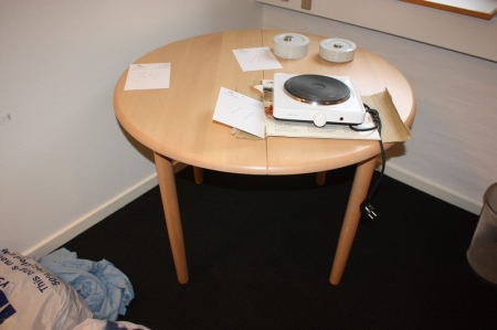 Rundt bord med udtræk, massiv bøg, Ø ca. 102 cm