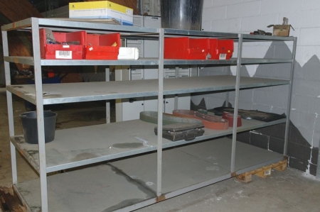 3 span steel rack with content