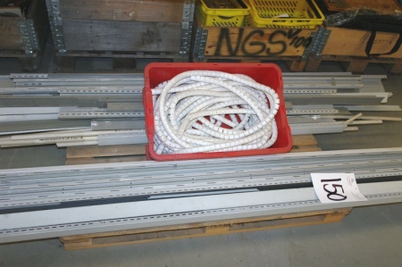 Pallet with cable trays + assorted pallets of electrical parts