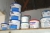 Content in 6 span pallet racking. Various consumables. Paint + oil + Cempexo etc.