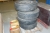 Pallet with tires + pallet with mortar (condition unknown) + wooden box