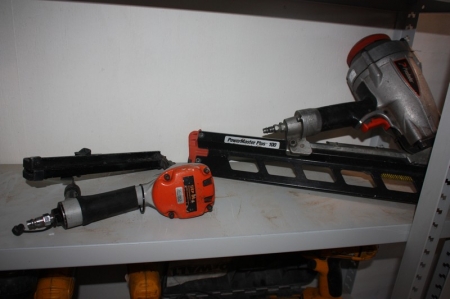 Air Tools: 2 x nailer, Paslode PowerMaster + 100 + air tools: nail gun, Tjep B5