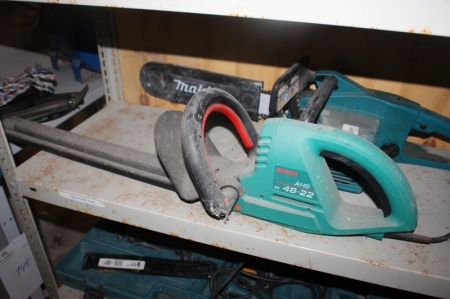 Power Tools: chainsaw, Makita + hedge cutter, Bosch