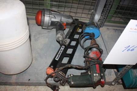 Nailer, Paslode + power tools, drill, Metabo with hole saw + various hole saw and hollow drill