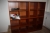 Desk + drawer + chair + low bookcase + 2 high bookcase + chair in blue cloth cover