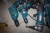 Cordless tools, Makita: drill with 2 batteries and charger + 3. power tools, Makita, 2 x drill + sanders for corrugated sheets