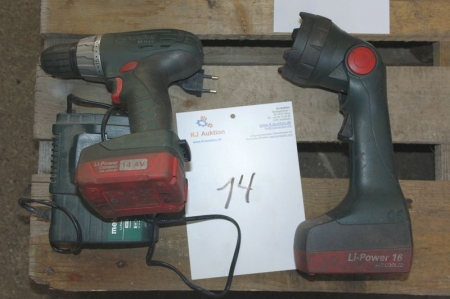 Aku screwdriver, Metabo, with battery + charger + lamp