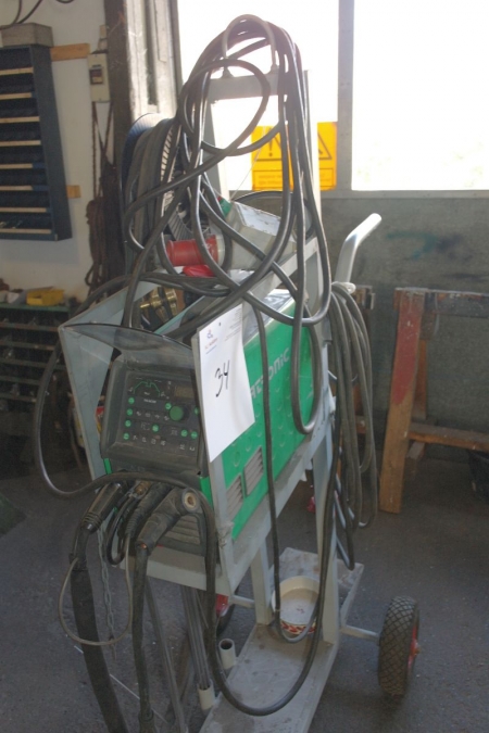 Co2 welding machine, Migatronic PI 250, with torches, mounted on a trolley