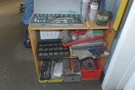 Rack containing various tools + socket sets etc.