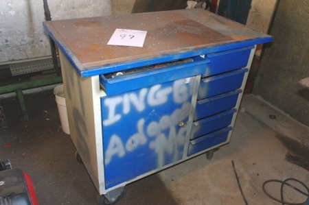 Workshop trolley, Blika, containing various hand tools etc.