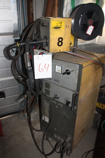 Welding machine, ESAB LAG 315 Pulse-aid + wire feed box, ESAB A10-Mec 30 + welding cable and handle