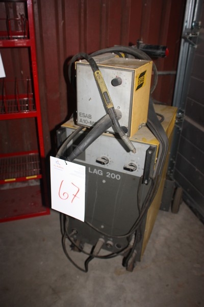 Welder, ESAB LAG 200 + wire feed box, ESAB A10 - MEC 30, with welding cable and handle