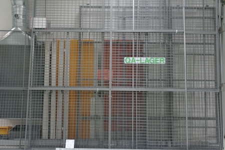 Wire mesh cage, 6 x 5 x 3.5 m, with sliding doors + truck guard