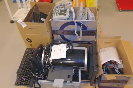 Pallet with various IT equipment + phones + office supplies, etc.