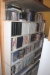 Storage room with content. Bookcases with VHS movies.