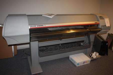 Storformatprinter, Agfa Grand Sherpa 50 Color + ekstra printpatroner, papir. Manual