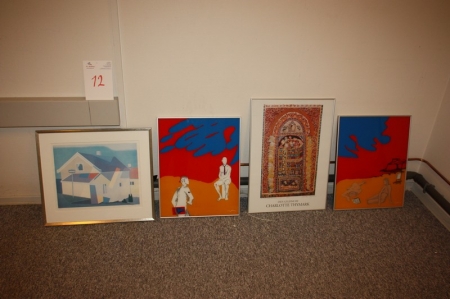 4 x pictures in glass frame