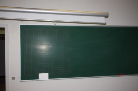 Skoletavle, ca. 4000 x 1200 mm + fremvisningslærred