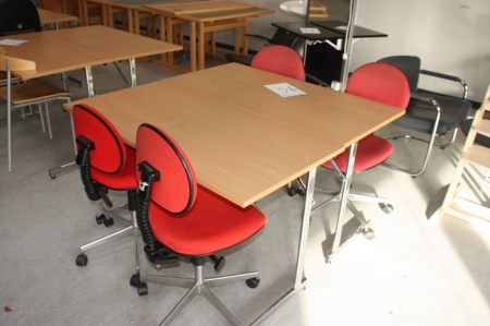 2 tables, approx. 120 x 60 + 4 cm office chairs
