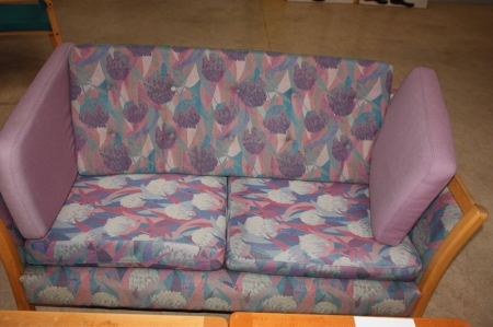 Sofa, 2-personer + 3 stole + 2 borde, ca. 60 x 60 cm