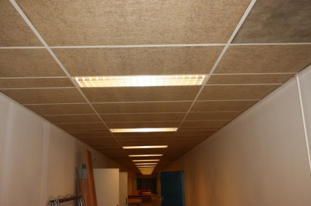 Approximately 16 ceiling luminaire + hang ceiling, approx. 60 x 3 meters