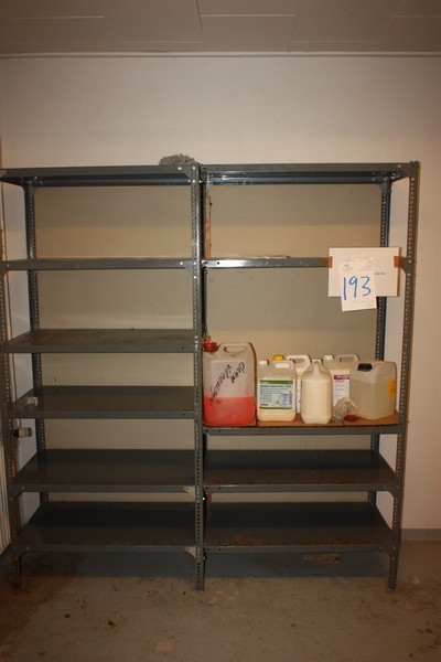 Everything in the room (minus fixed installations): 2 x steel shelving with content + 1 x 2-room wardrobe