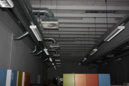 Approximately 23 ceiling luminaires + cable trays in 2 rooms