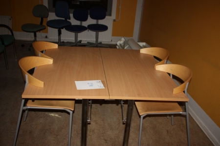 2 tables, approx. 120 x 60 cm + 4 chairs, Kinnarps Riff 345