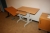 Desk, beech + bookcase, Kinnarps + trolley + PC table