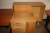 El-hæve sænke skrivebord + stol + reol + skuffesektion + arkivskab